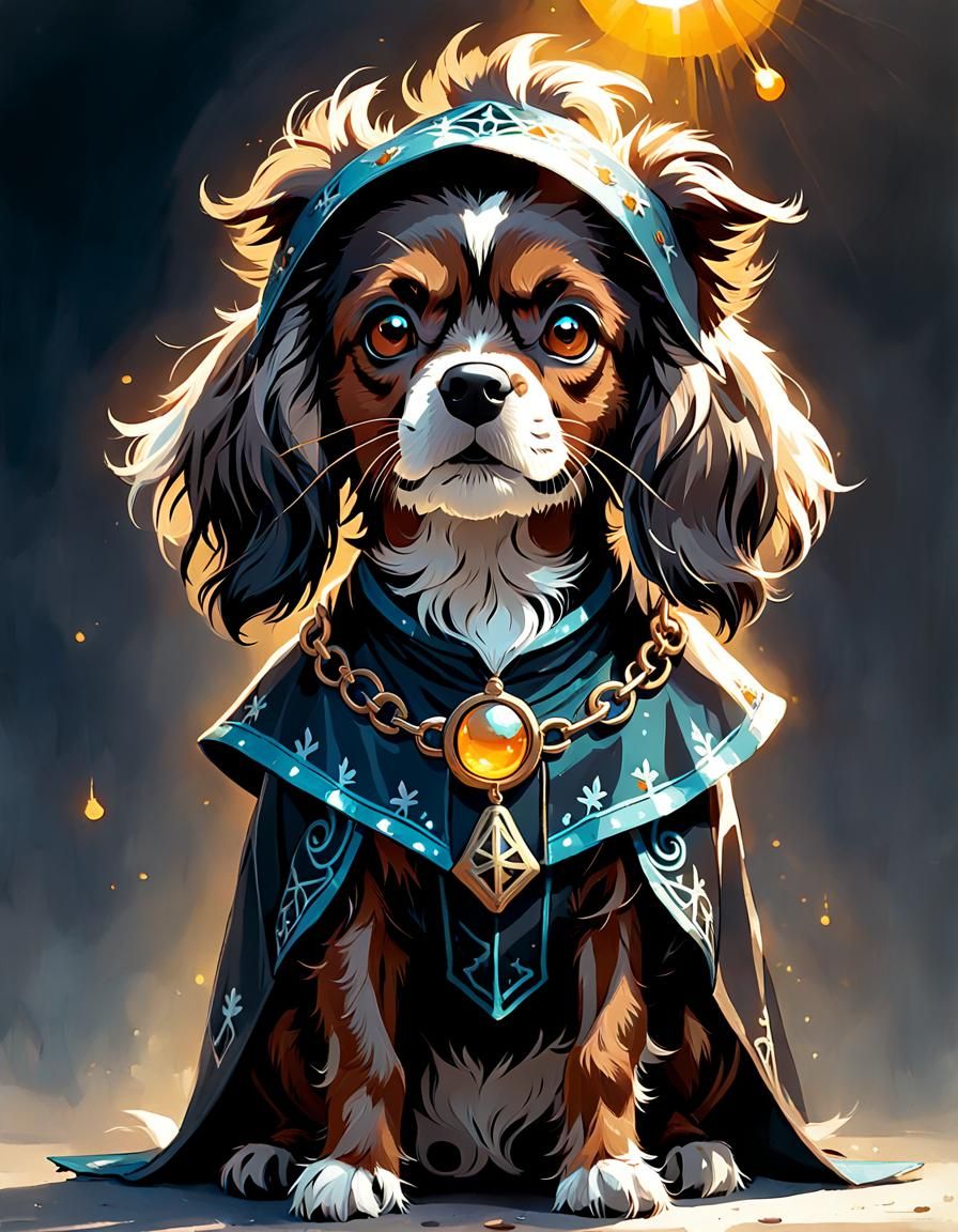 Affen Spaniel Dog in Witch Costume Digital Art