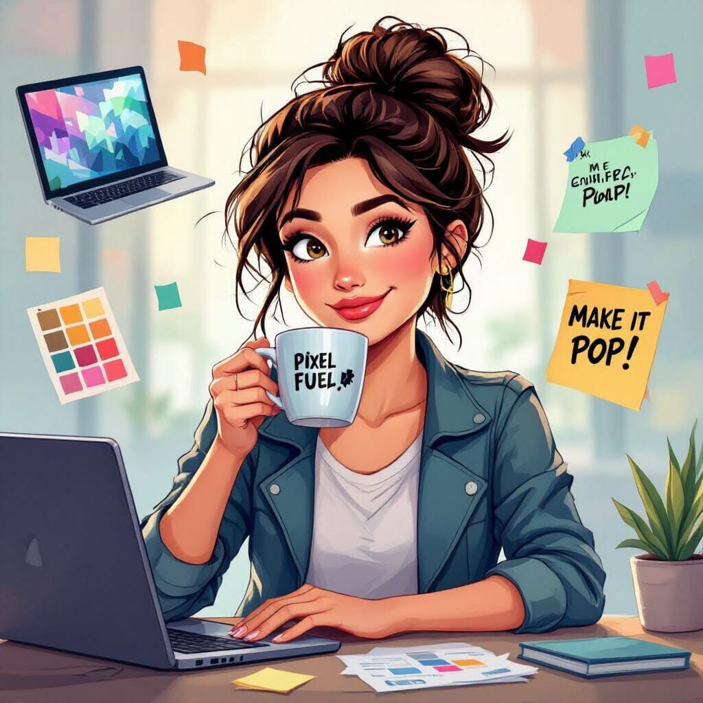 Creative Designer with Flying Tools and Coffee