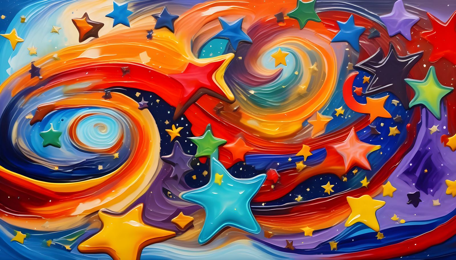 Abstract Cosmic Vortexes in Impasto Oil Style