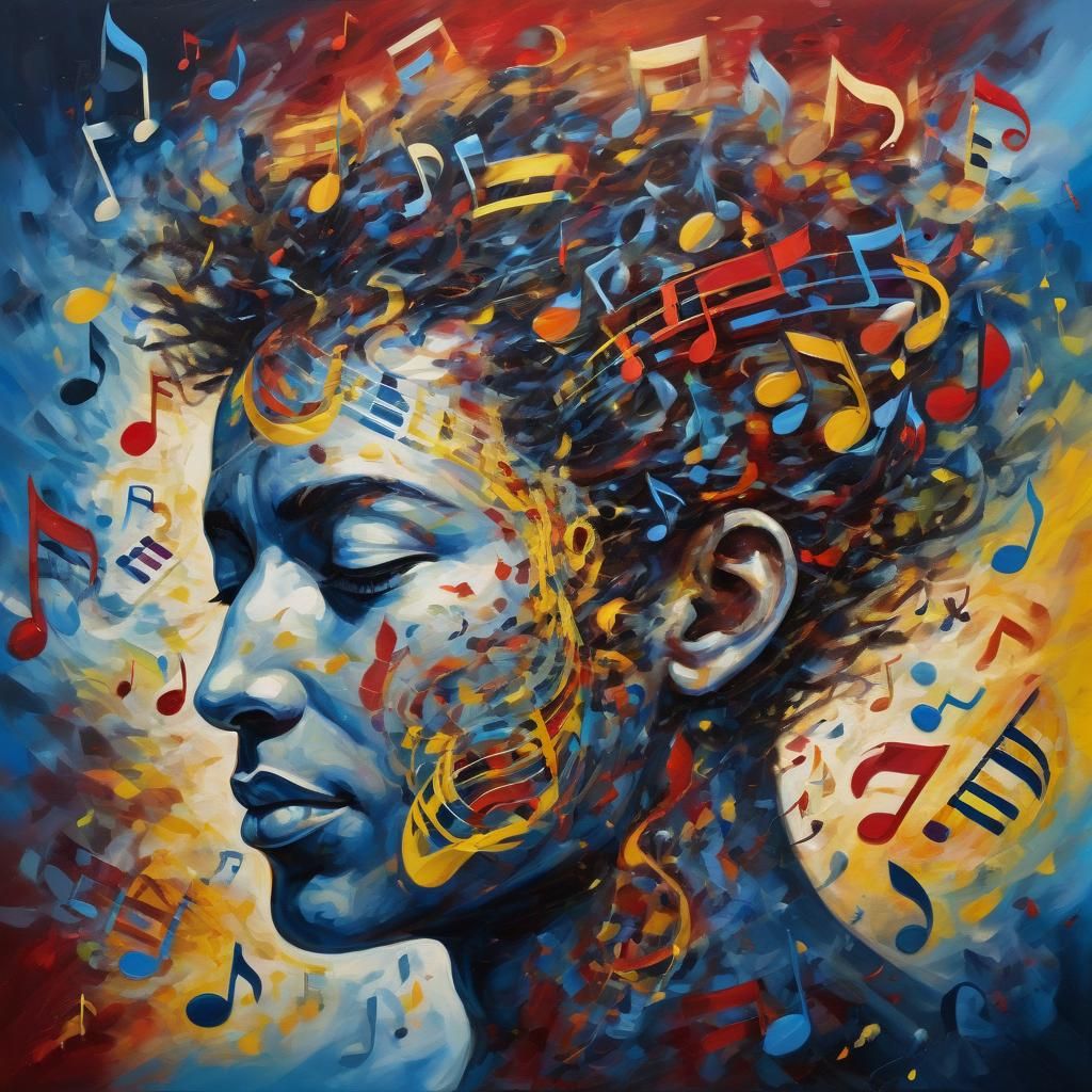 Musical Mind: A Vibrant Double Exposure Painting