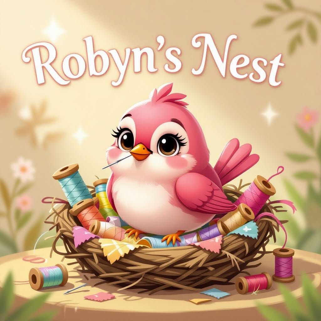 Cute Cartoon Pink Robin Bird for Sewing Business