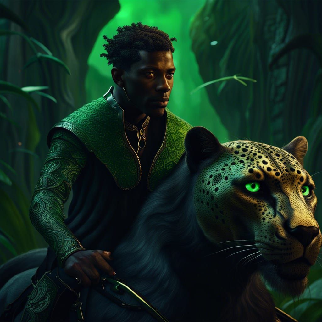 Black Panther Rider in Detailed Matte Painting
