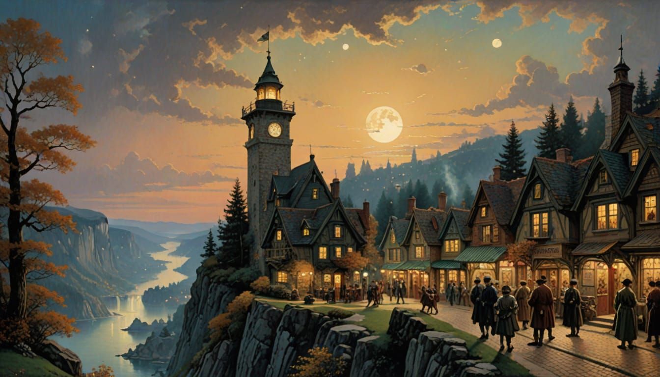 The Republic of Night: A Blend of Classic Illustration Style...