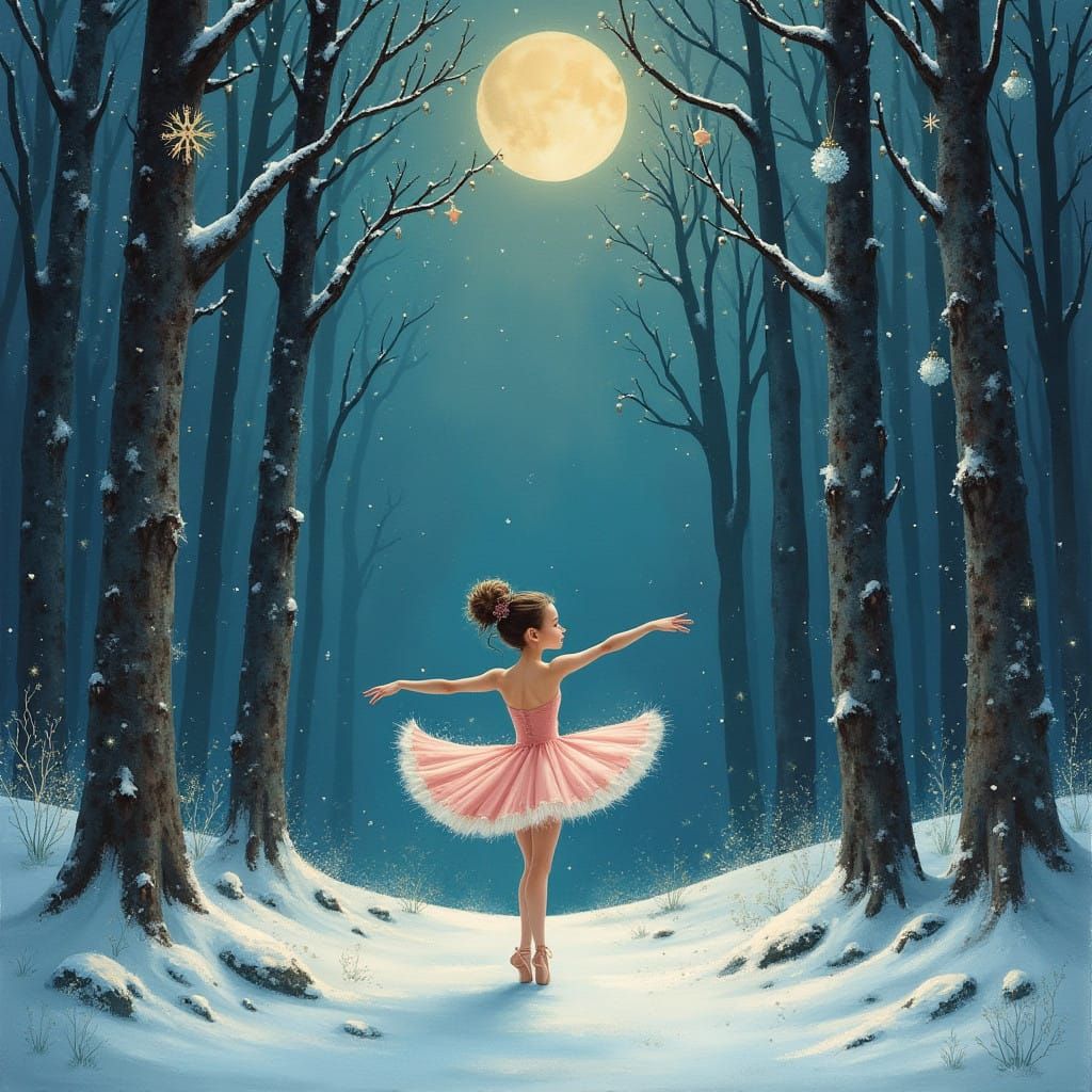 Ethereal Christmas Ballerina En Pointe in Snowy Forest