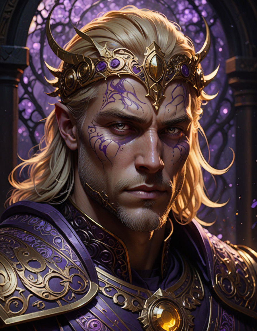 Intense Dark Fantasy Portrait of a Blond Warrior