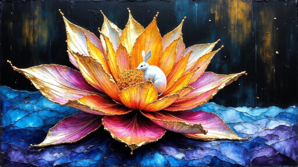 Crystal Glass Hydrangea with Patronus on Velvet Table