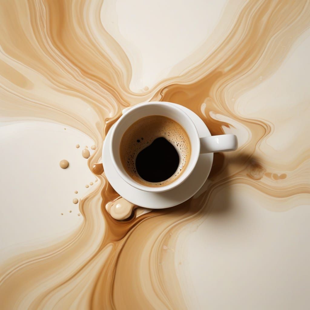 Coffee Spill in Dadaist Style with Earthy Tones