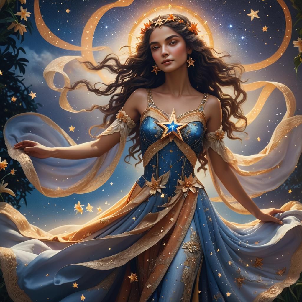 Star Goddess in Regency Suit Amidst Lilies