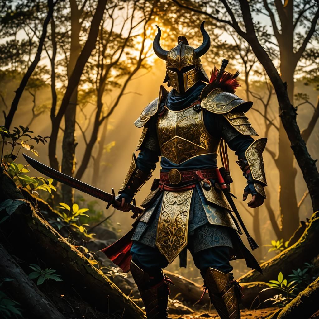 Shadow Warrior in Wilderness with Golden Weapons