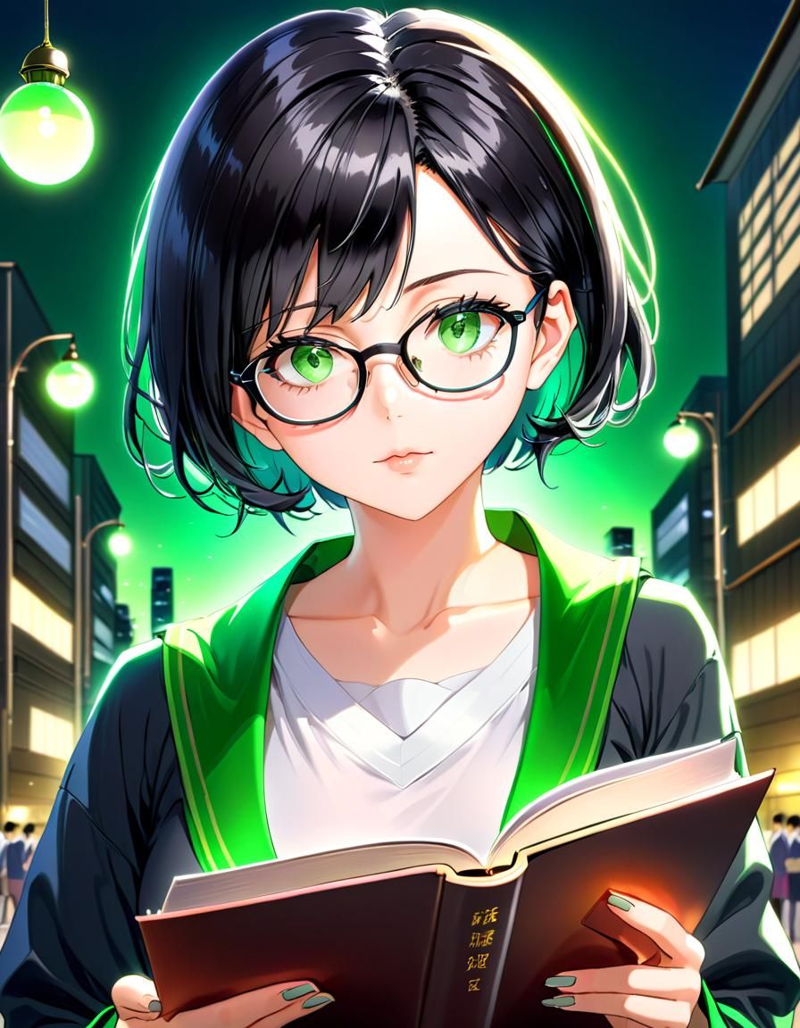 Anime Portrait of a Beautiful Teacher with Glasses