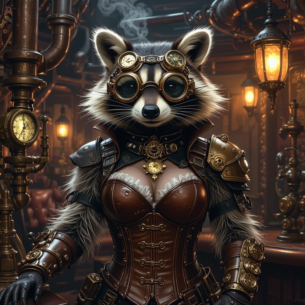 Steampunk Raccoon's Lavish Nightclub Adventure