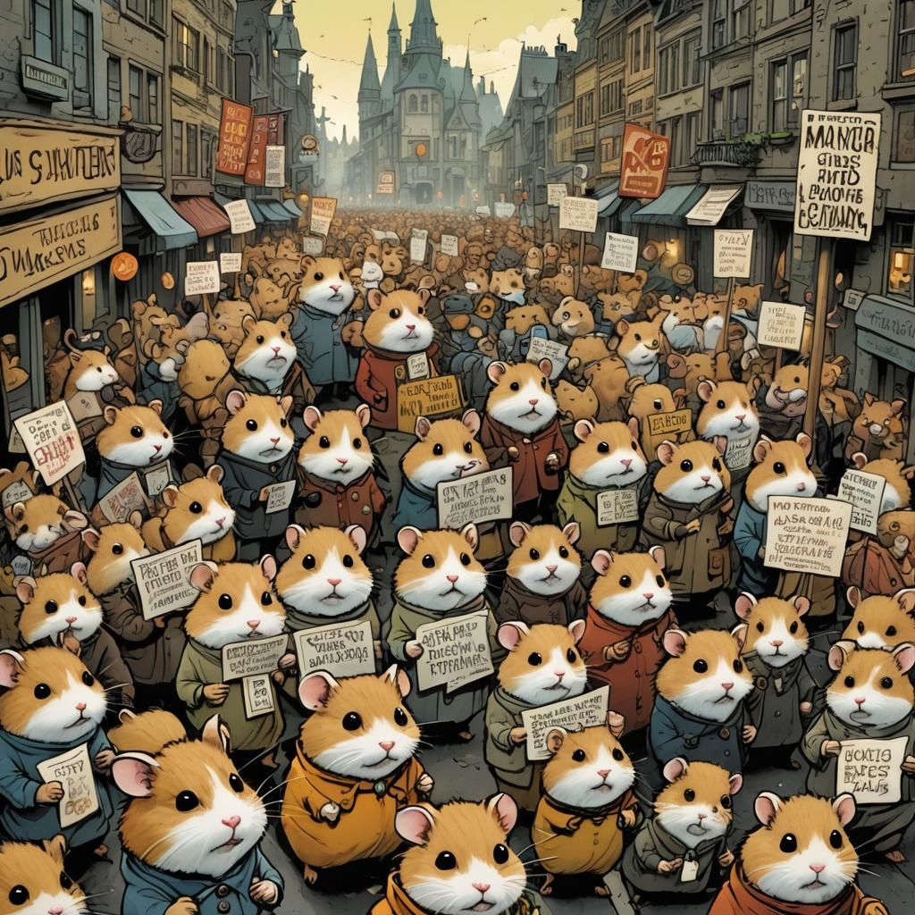 Hamster Protest March in Burton-esque Style