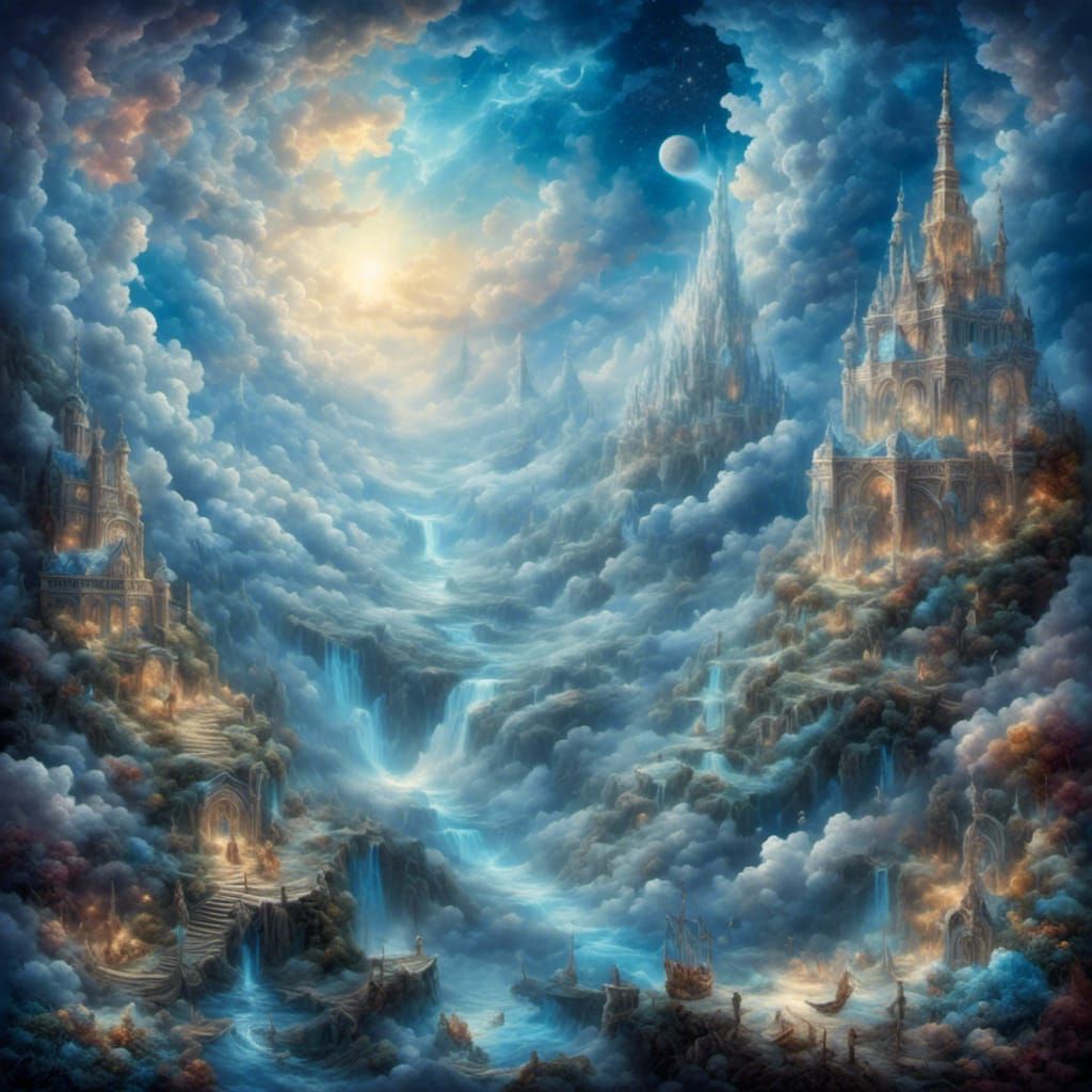 Ethereal Starscape in Silver, Blue, and Aqua