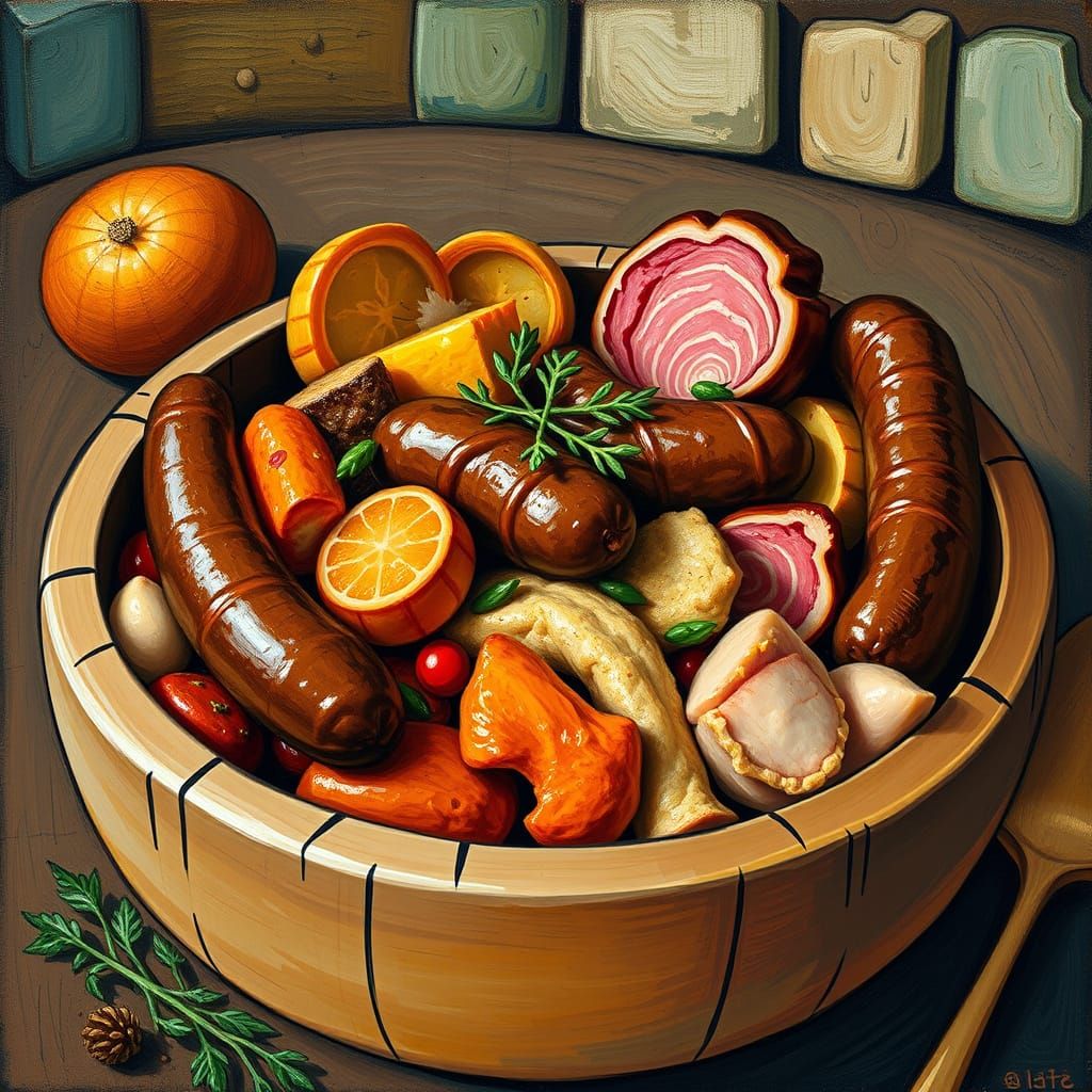 Choucroute Royale in Folk Art Style