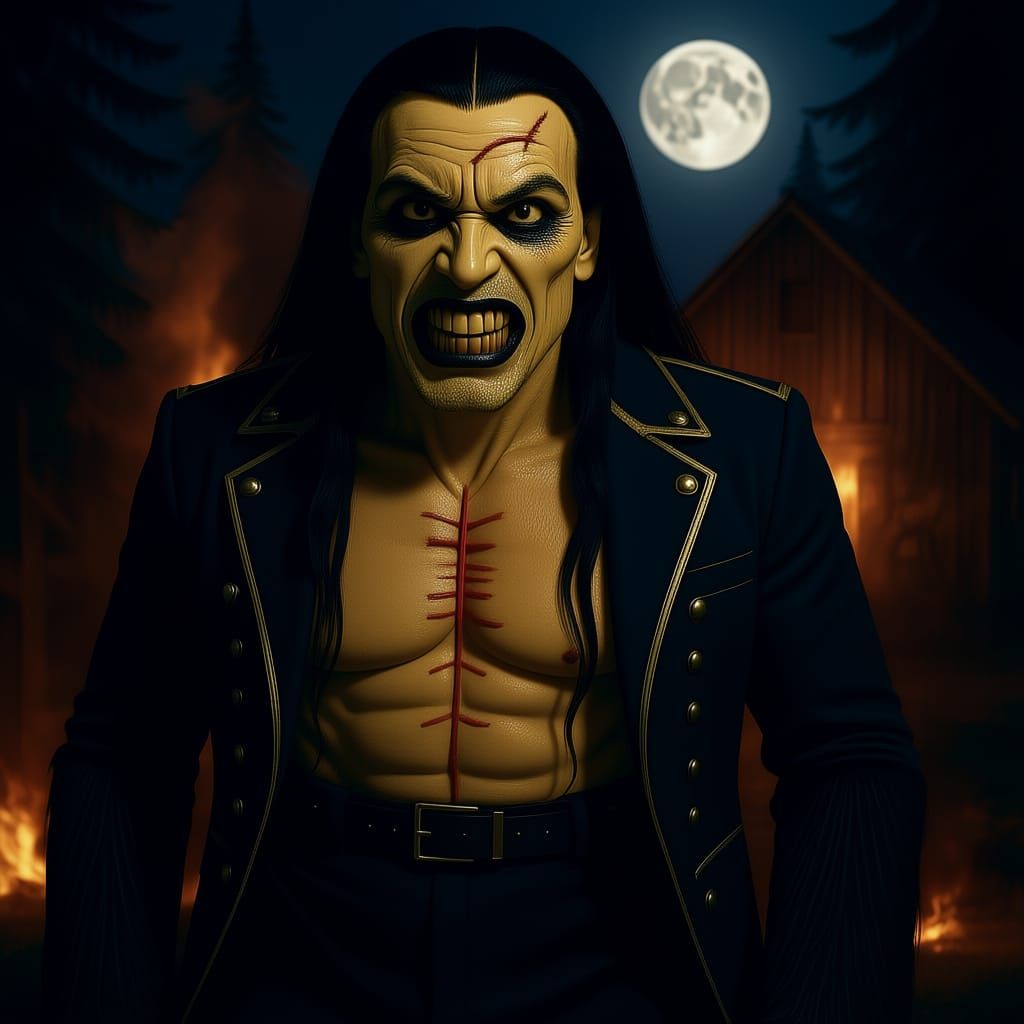 Eight-Foot Figure with Yellowish Skin and Black Hair