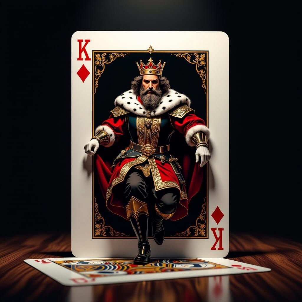 King Emerges From Playing Card in Dramatic Style