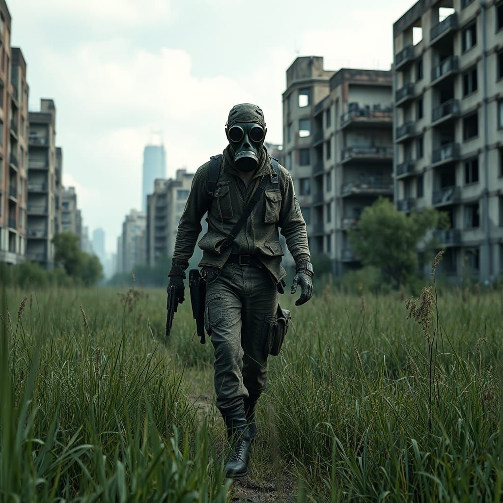 Abandoned City Stalker in Tattered Outfit