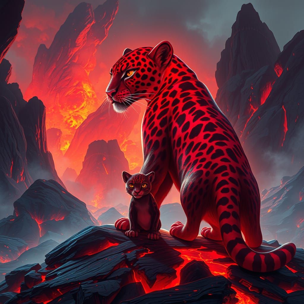 Lava Jaguar Surveys His Molten Kingdom