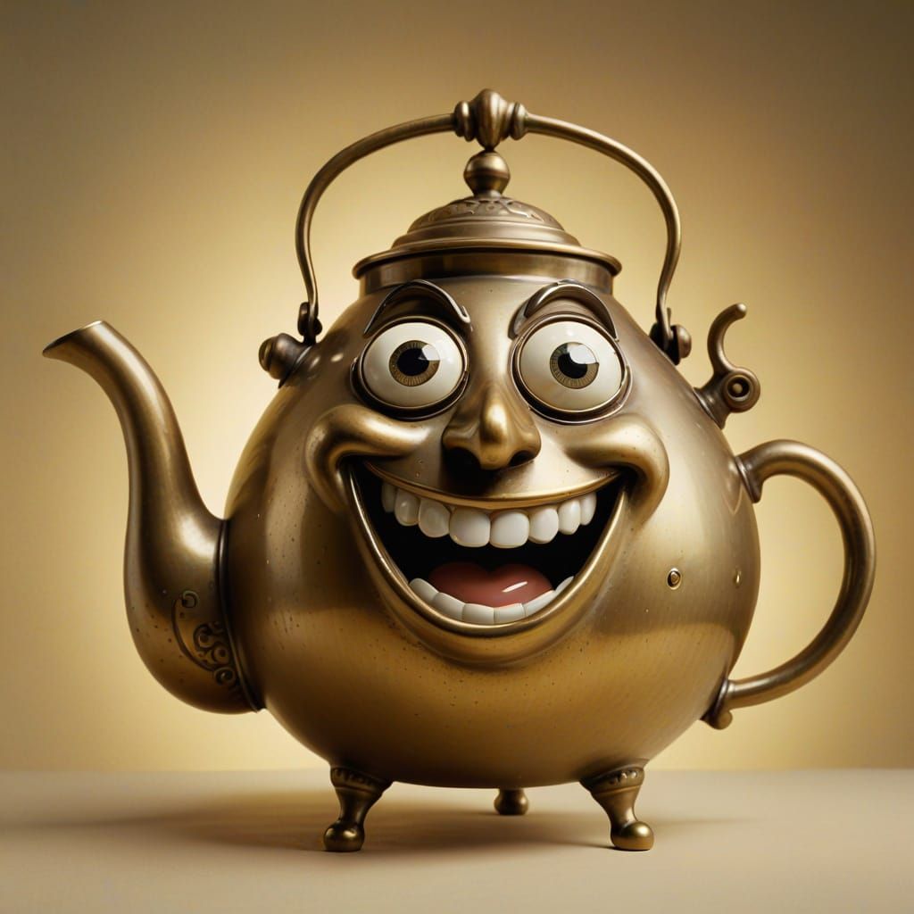 Mischievous Brass Teapot Character Design