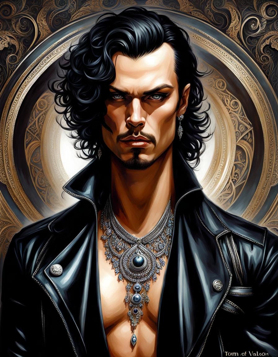 Gothic Emo Man with Tattoos: Digital Painting