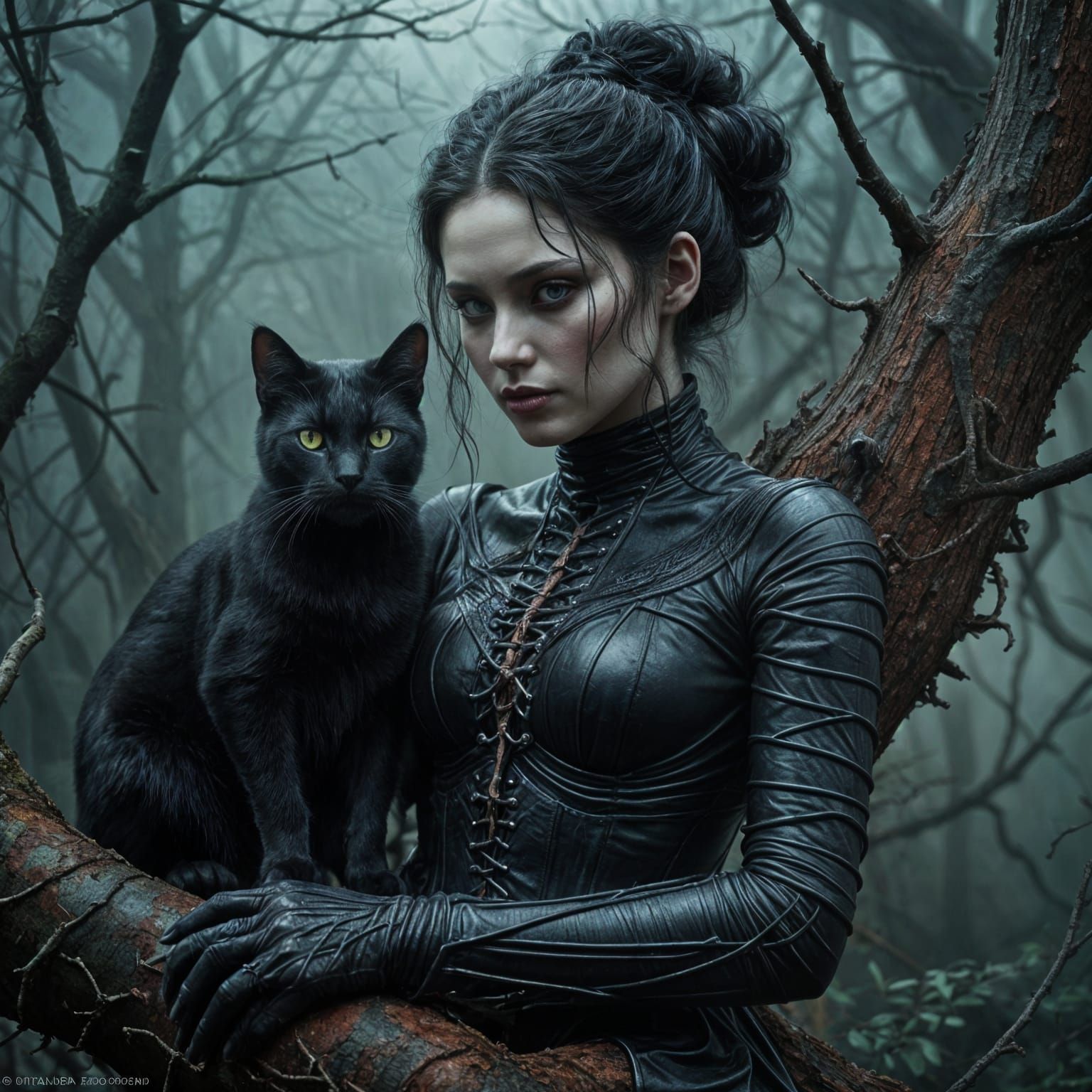 Ethereal Woman Amidst Twisted Roots