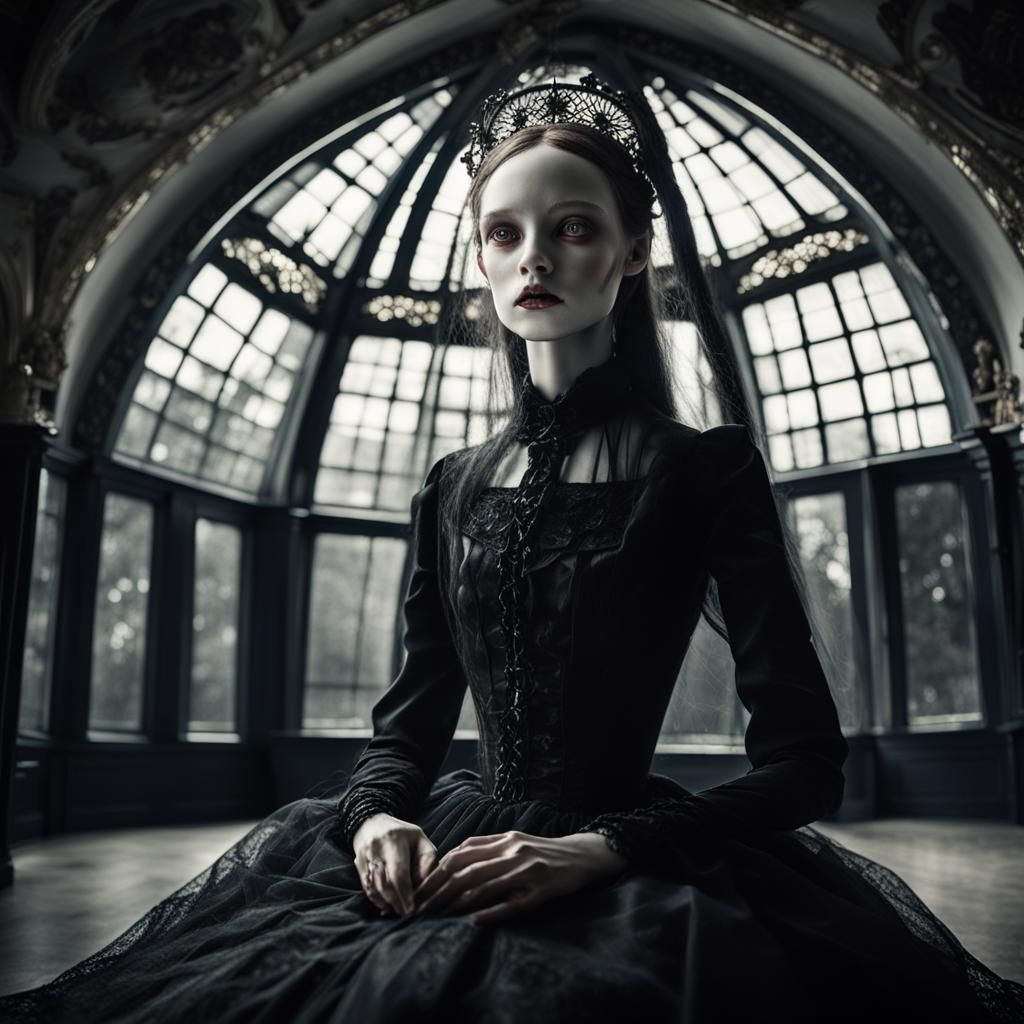 Gothic Porcelain Doll in Art Nouveau Style