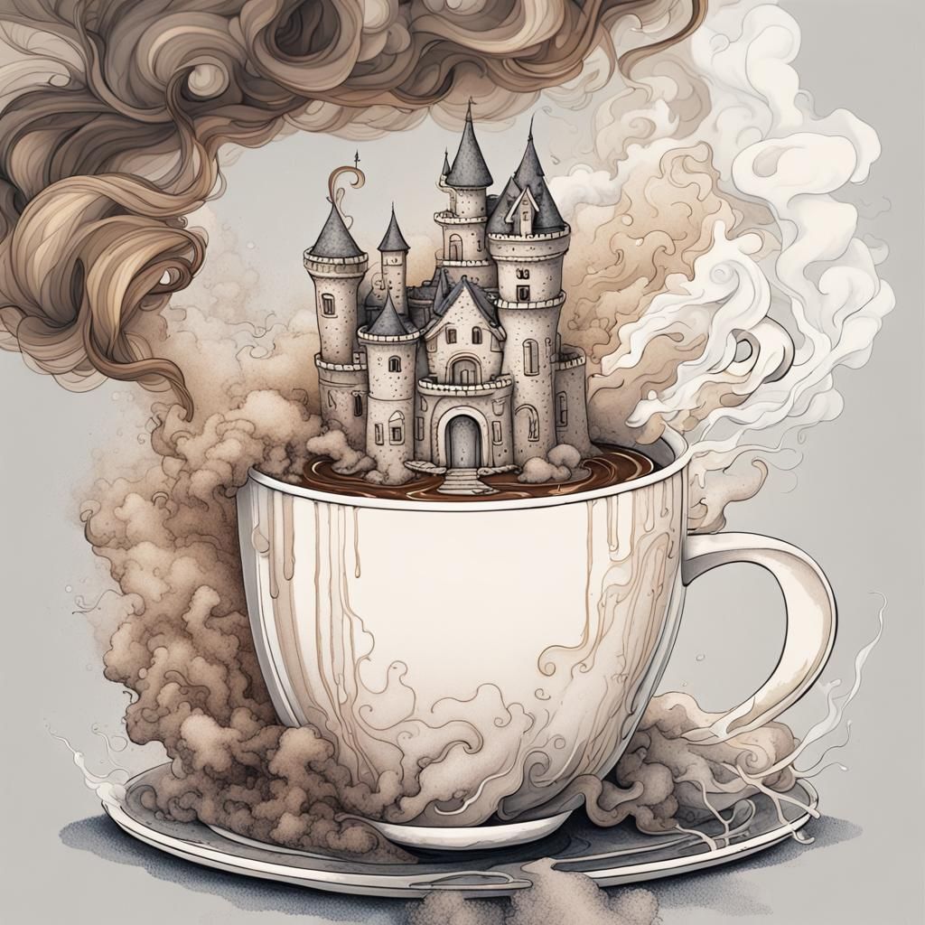 Magical Steam Fairy Above Coffee Castle