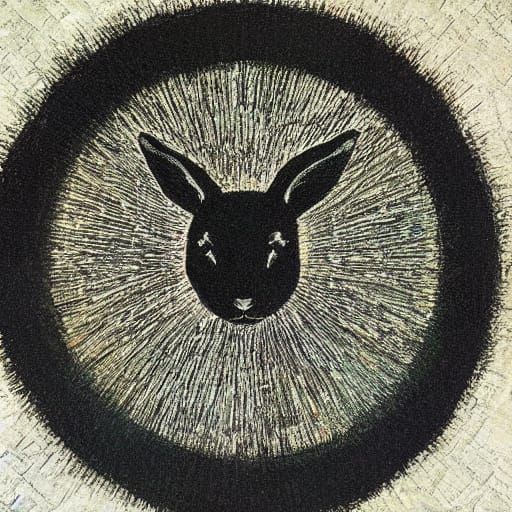 Black Rabbit Falling Into Black Hole, Blake & Malevich Style
