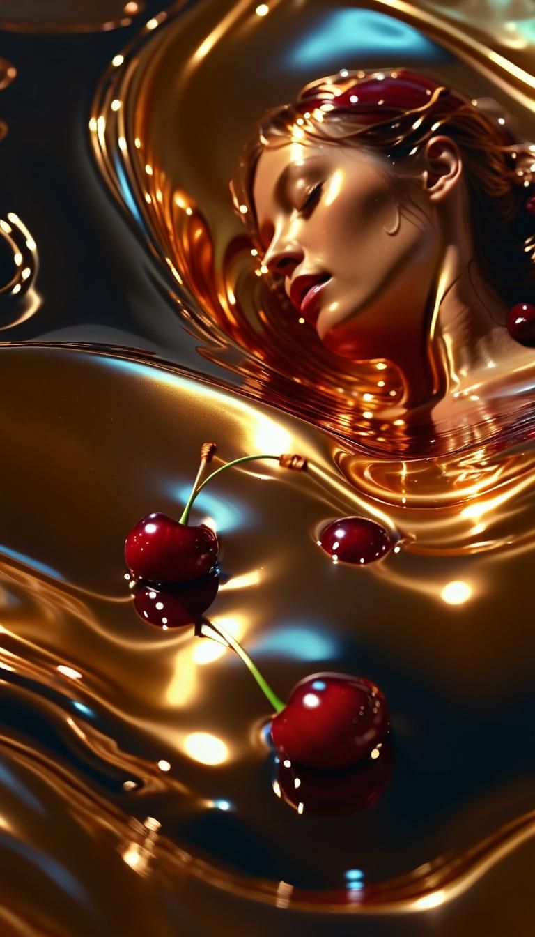 Surrealistic Cherry Gold Transforms into a Luscious Woman in...