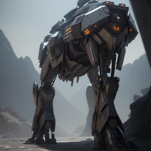 Futuristic Wolf Pack in Intricate Mech Style