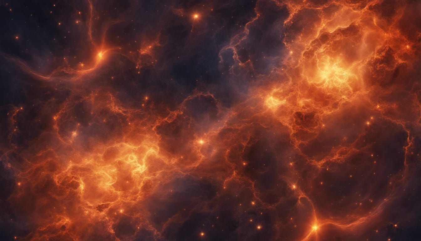 Nebula with Kaleidoscopic Clouds in Deep Space