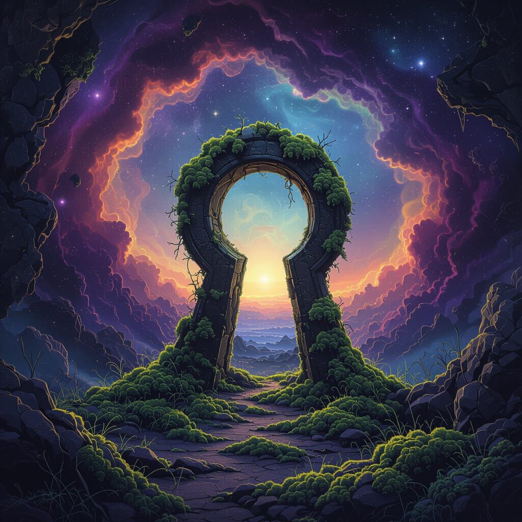 Cosmic Keyhole Opens to Alien World in Digital Painting