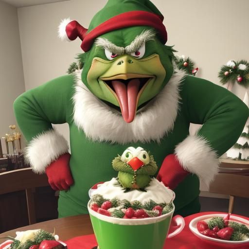 Cartoon Portrait of Grinchy Mother and Father