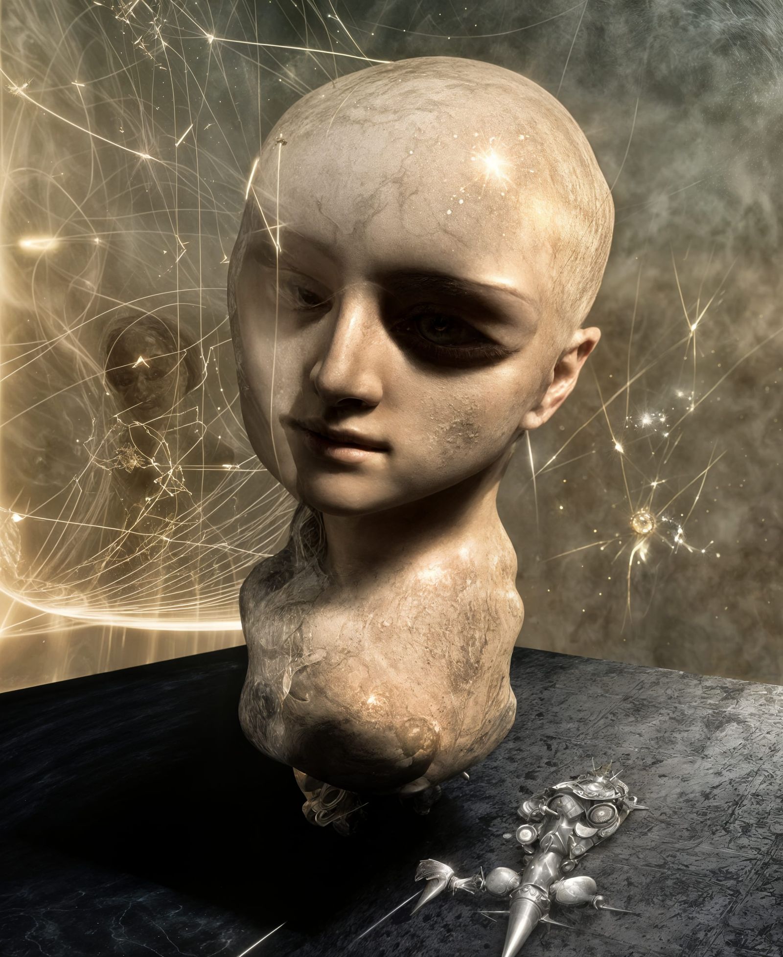 Surreal Laboratory with God Rays in Hyperreal Style