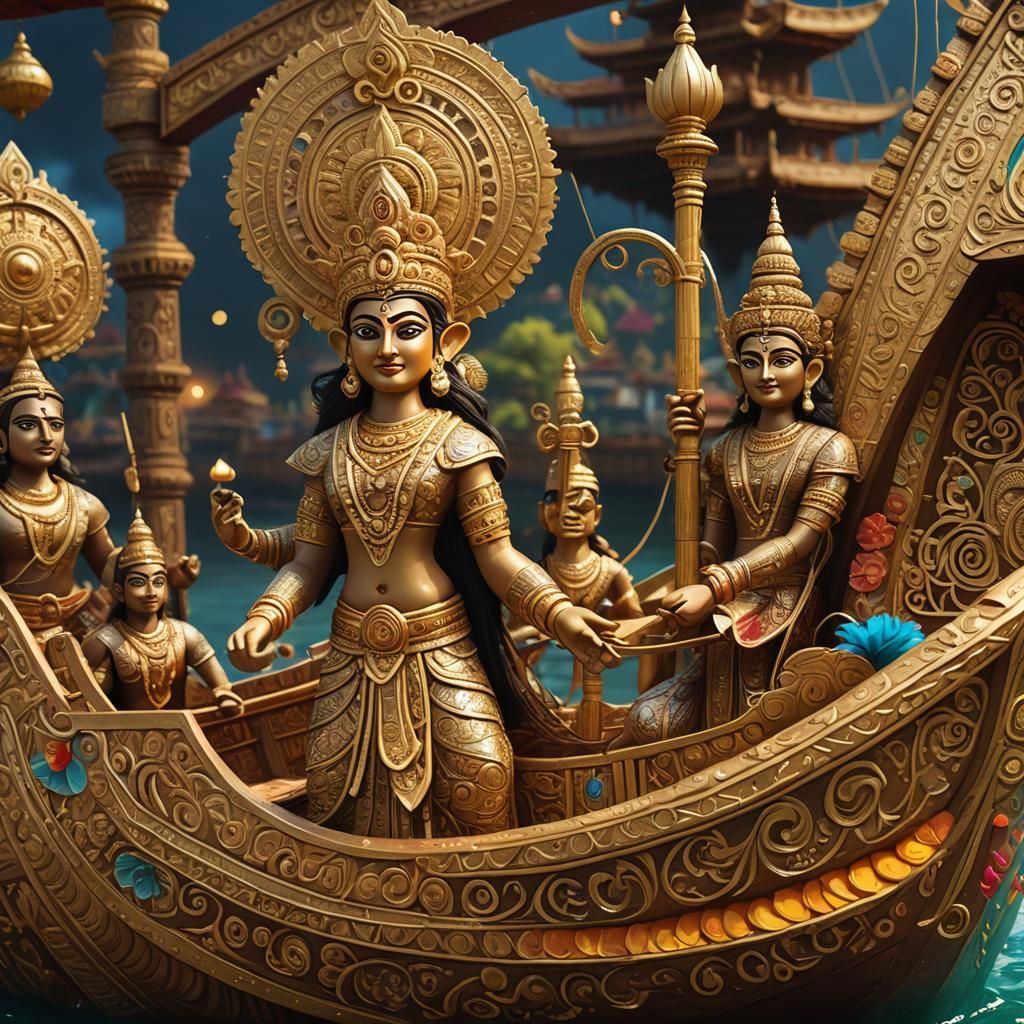 Ornate Onam Festival Boat in Unreal Engine 5