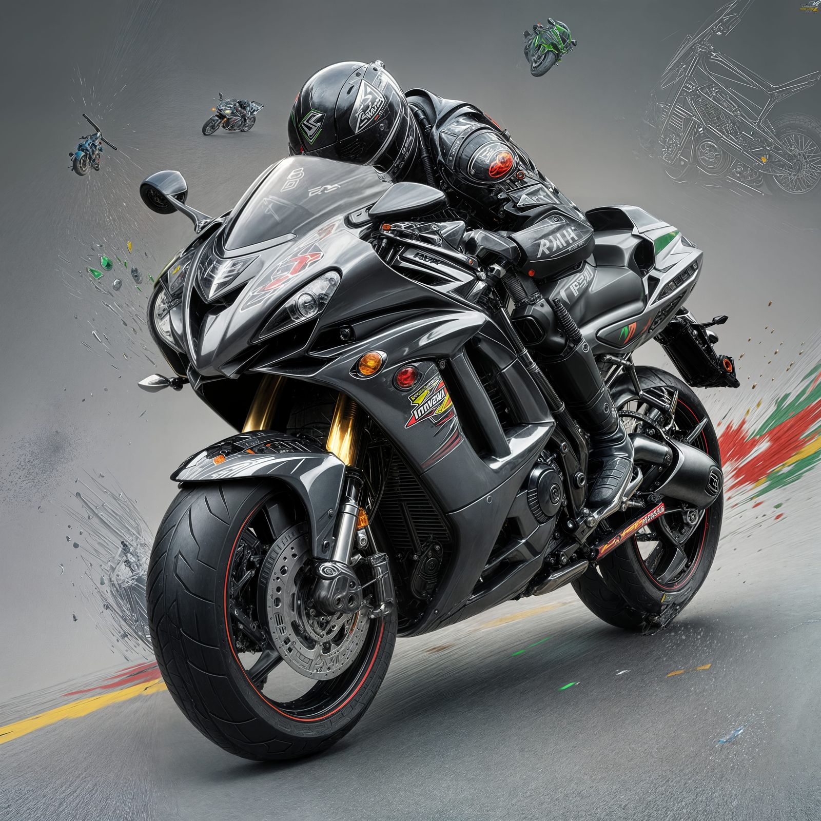 Suzuki Hayabusa Inspired Sports Motorcycle Splash Art