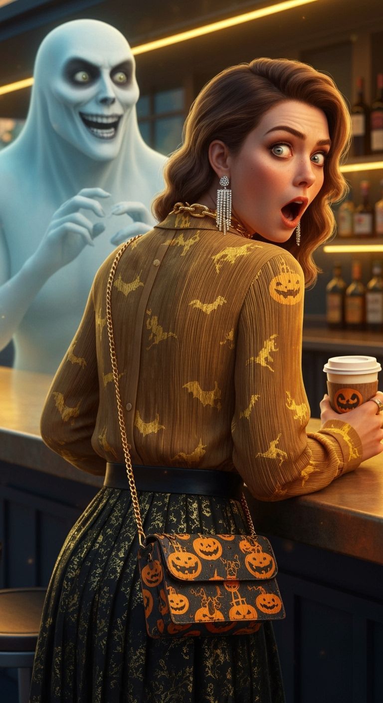 Astonished Woman Sees Ghost Behind Her, Golden Hour Cinemati...