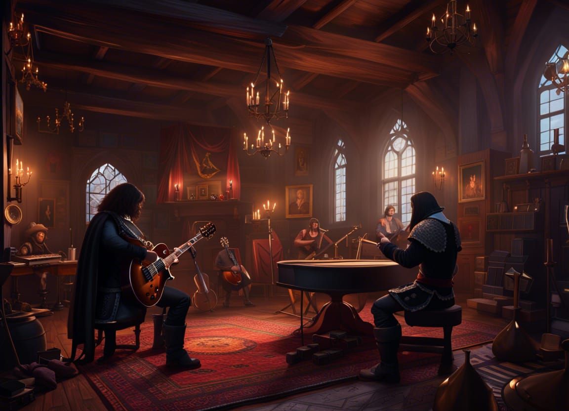 Medieval Rock Band in Victorian Era, Digital Painting