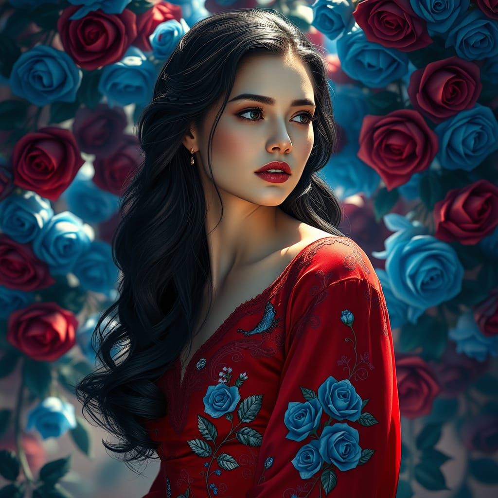 Elegant Woman in Art Nouveau Style