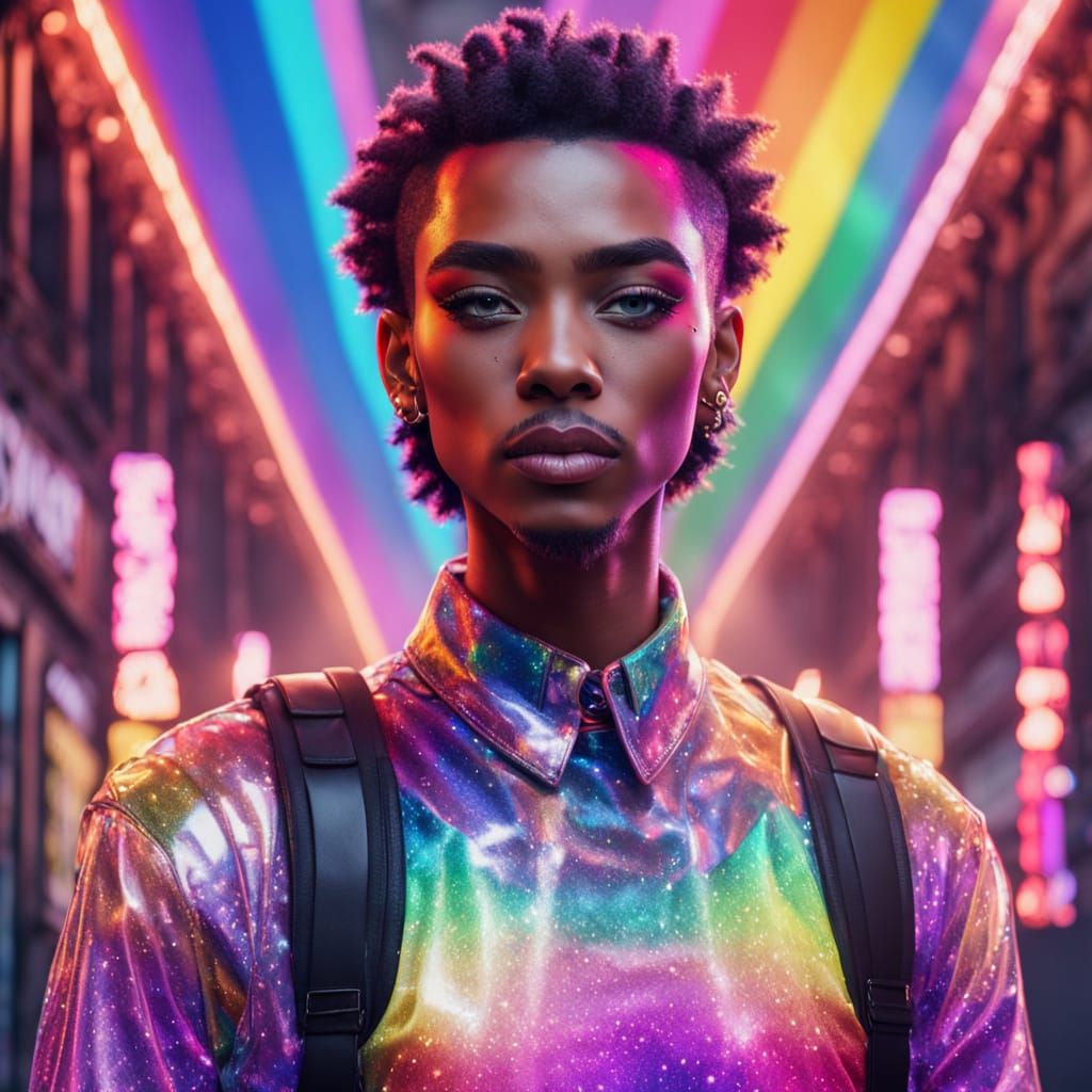 Cute Gay Pride Character Shines with Rainbow Colors