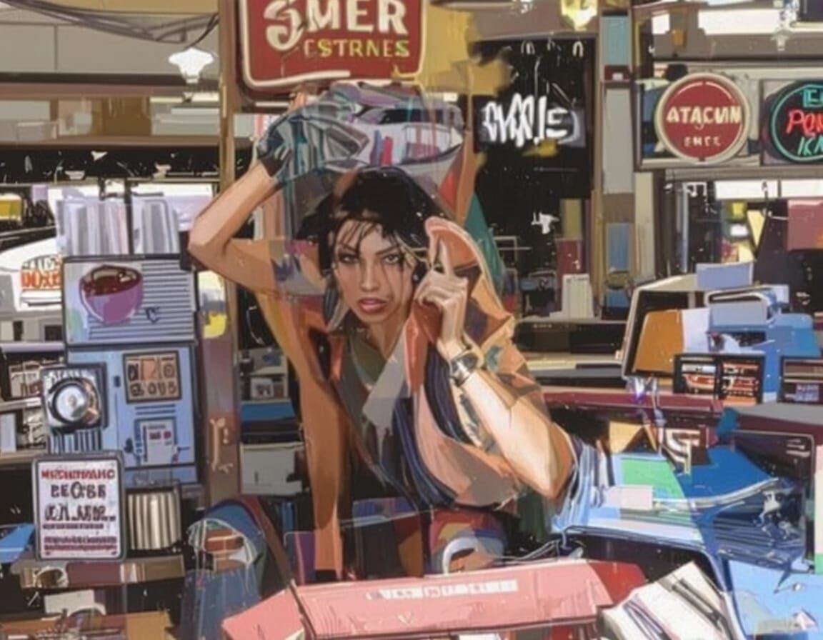 Feisty Woman at Rural Truck Stop, Jeremy Mann Style