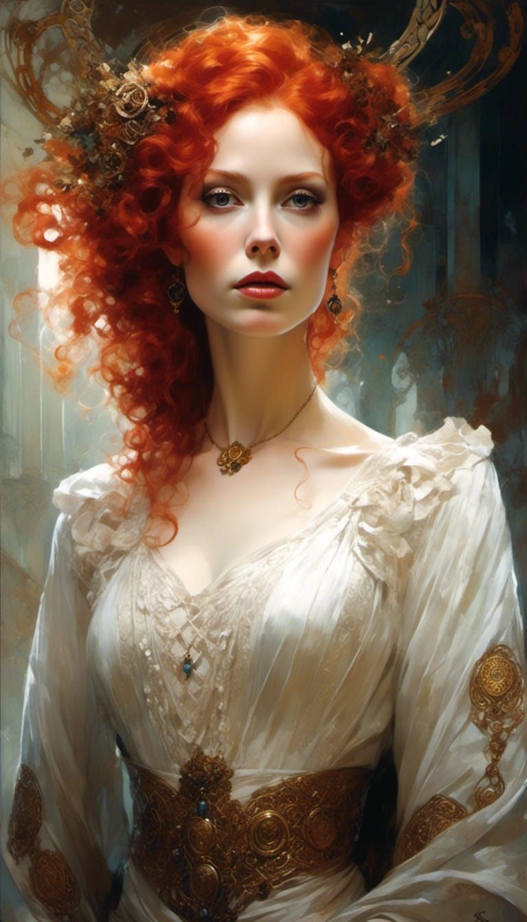Celtic Queen with Red Hair Digital Art