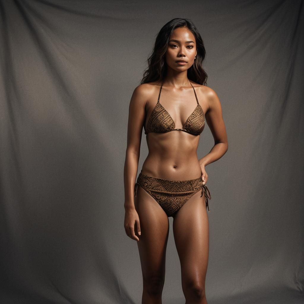 Filipina Woman in Bikini: Hyper-Realistic Digital Portrait