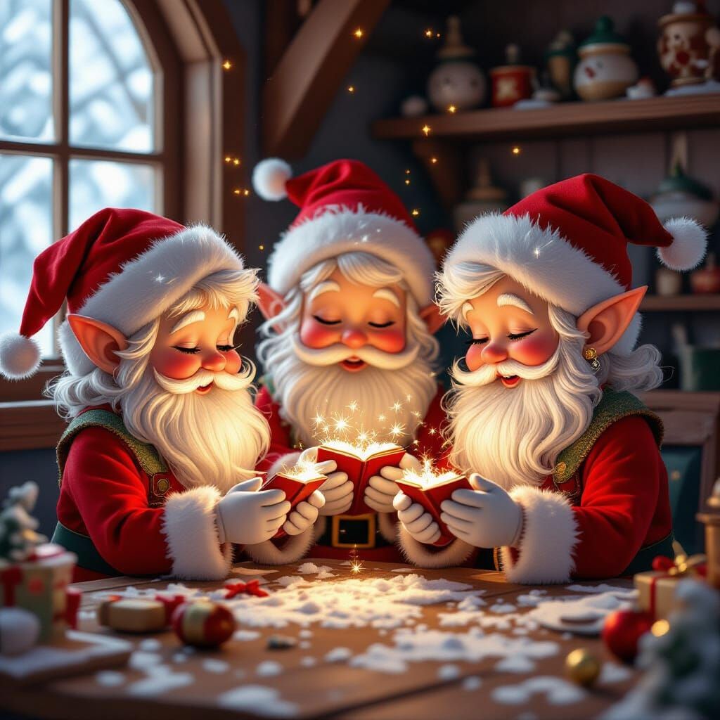 In a cozy corner of Santa’s workshop, laughter bubbled brigh...