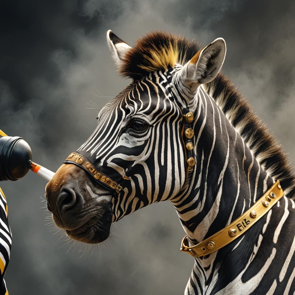 Hyperrealistic Zebra Referee Portrait in Digital Painting