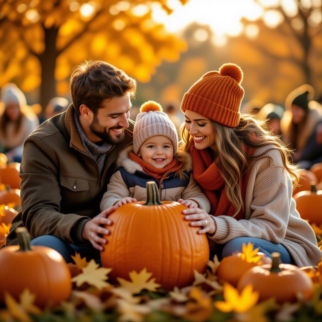 Golden Hour Pumpkin Festival with Happy Families