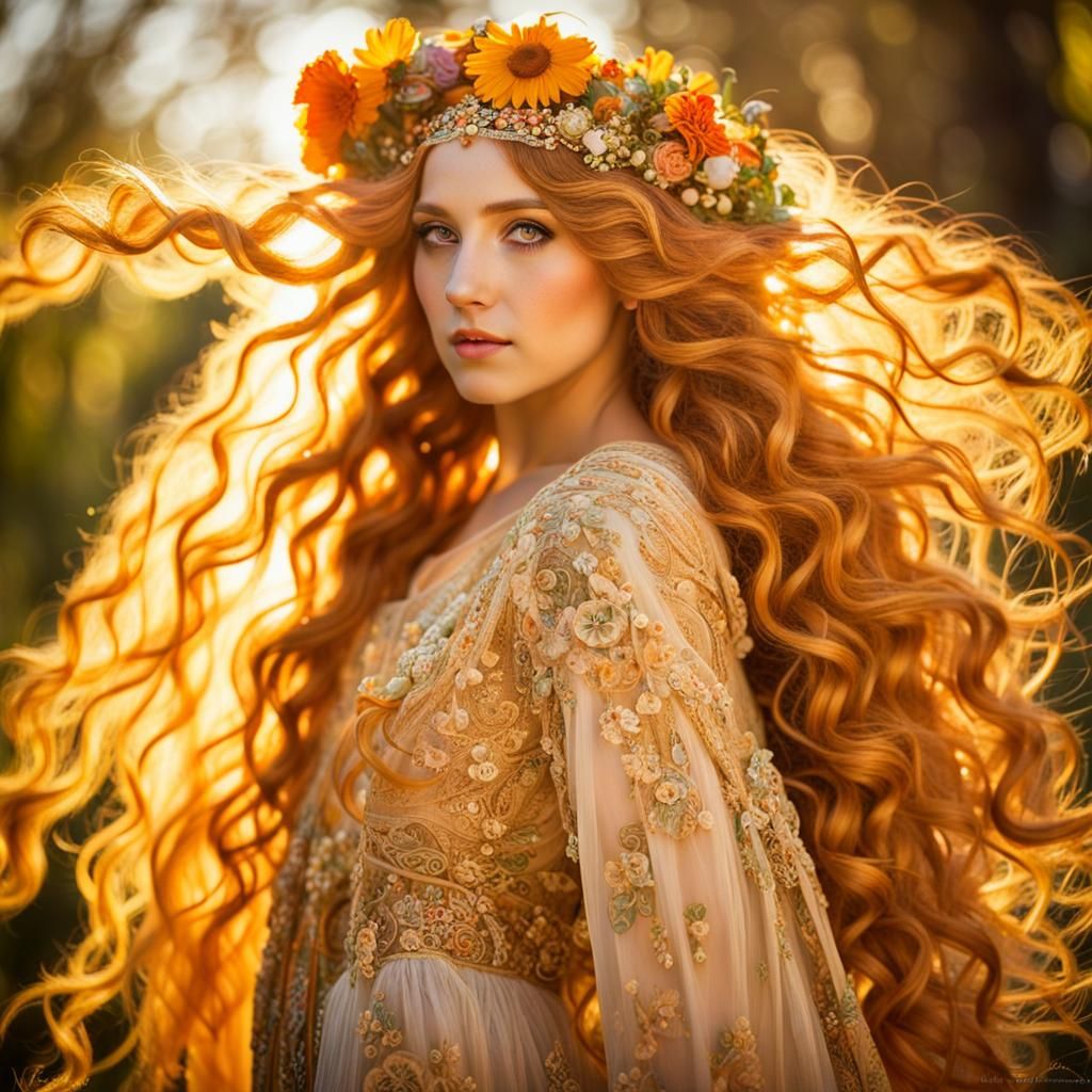 Golden Haired Woman in Art Nouveau Style