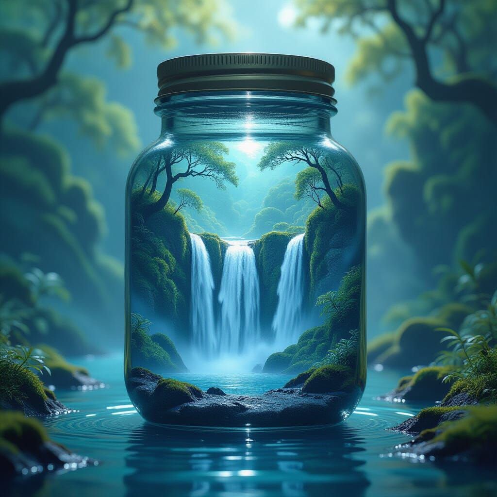Nested Waterfall Jars as Matte Painting