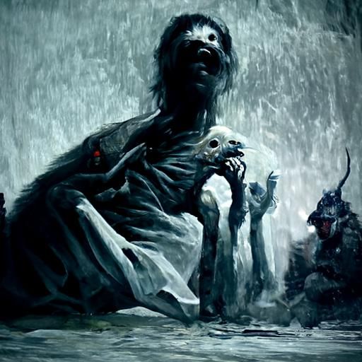 Horrific Portrait in Gothic Horror Style