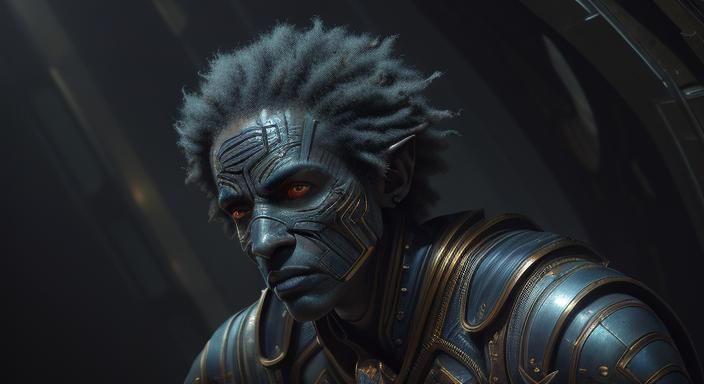 Afrofuturist Elves on Spaceship in Rembrandt Lighting